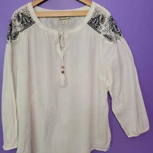 Ruff Hewen embroidered peasant blouse